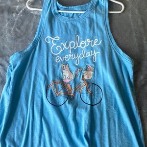 Blue tank top girls kids Large 10-12